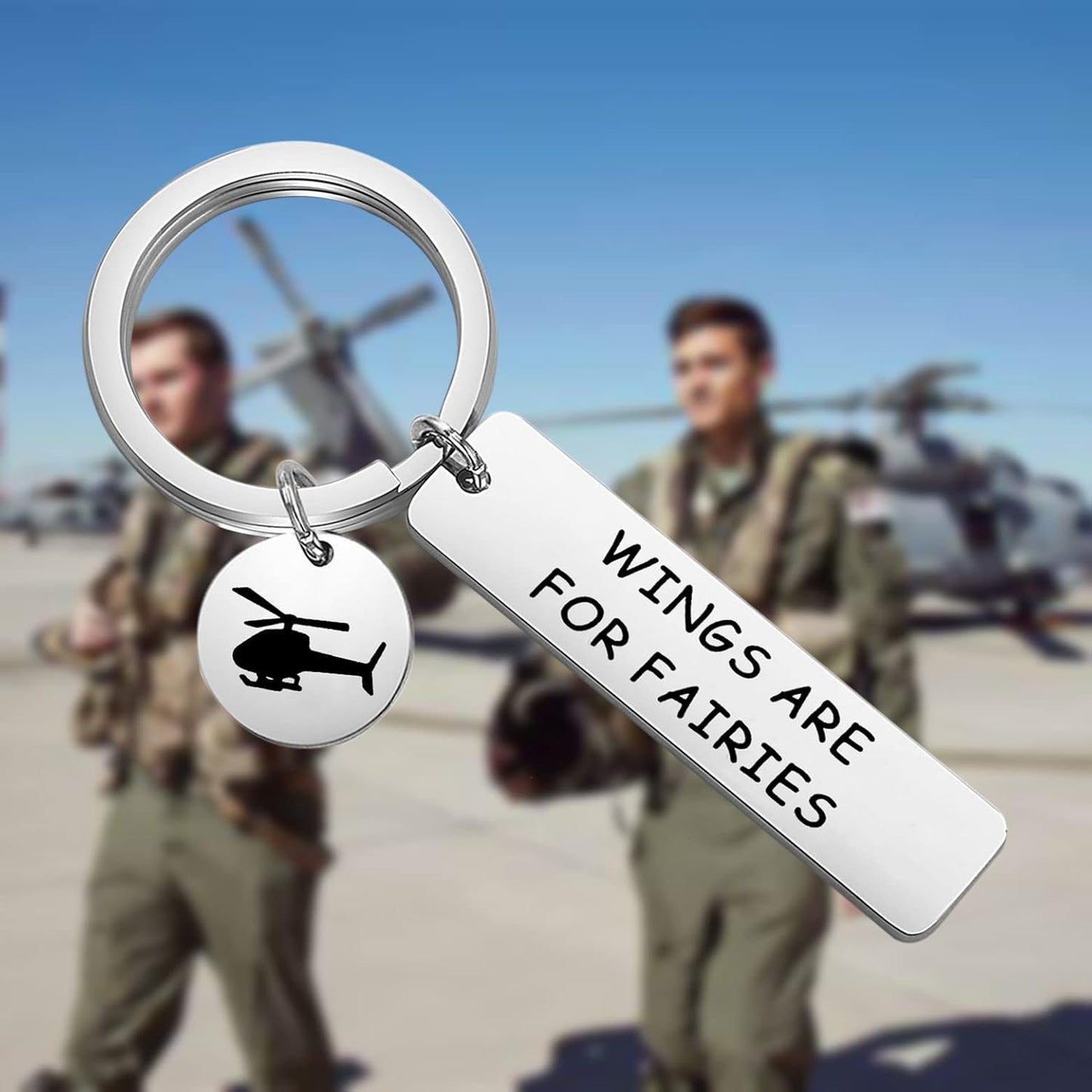 Helicopter Pilot - Wings Are for Fairies Keychain