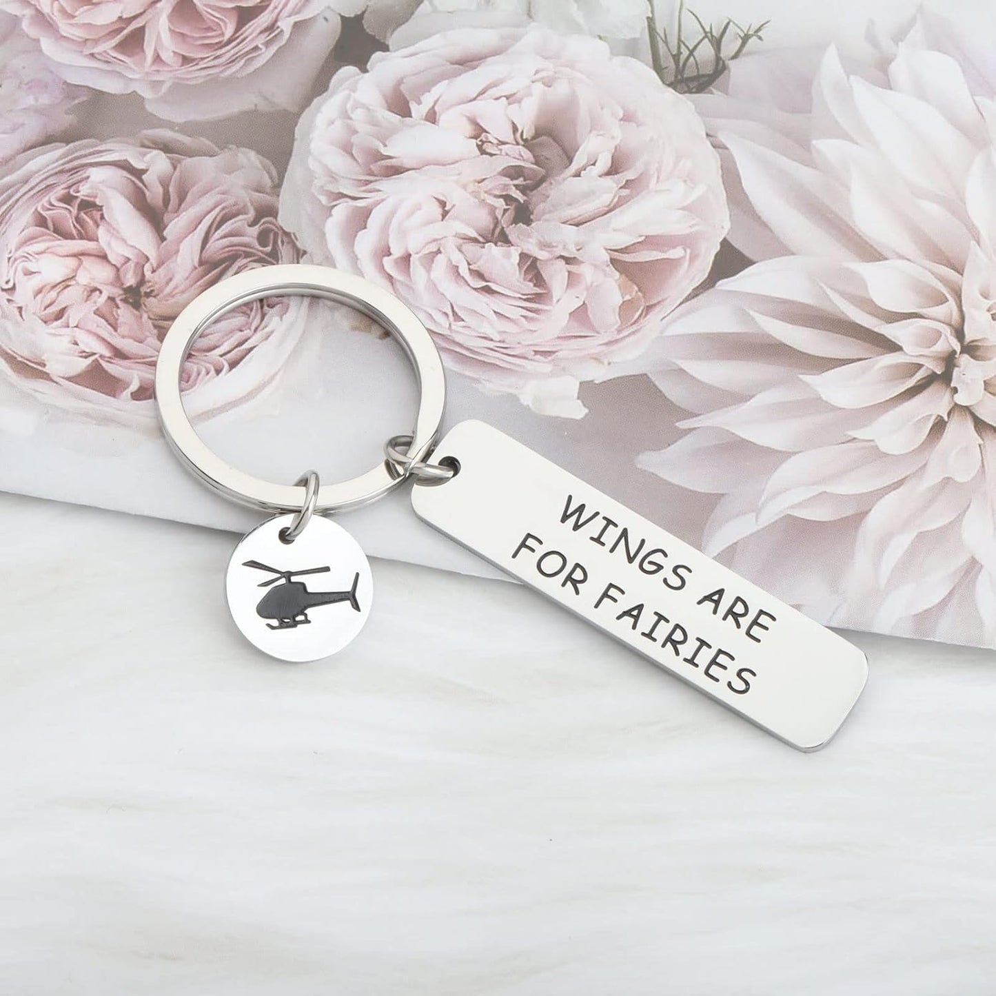 Helicopter Pilot - Wings Are for Fairies Keychain