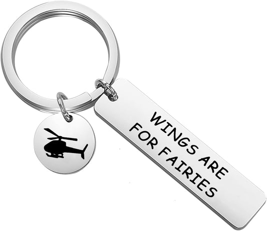 Helicopter Pilot - Wings Are for Fairies Keychain