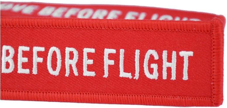 Remove before Flight - Double Sided Embroidered Fabric Keychain Ring Key Chain