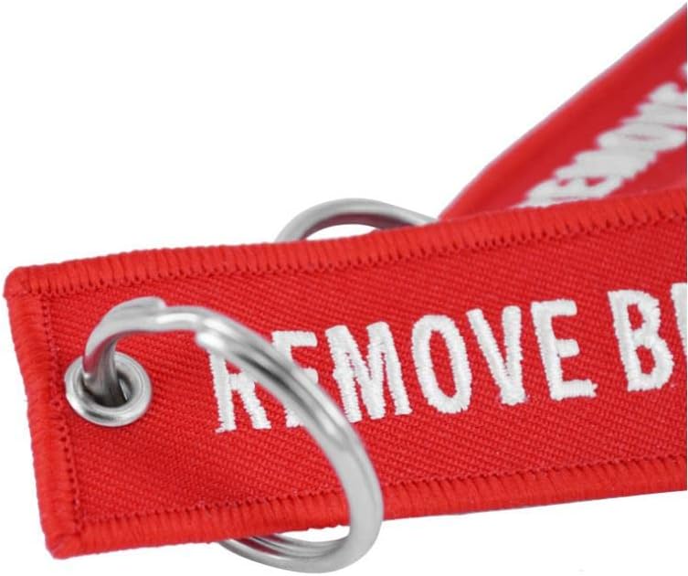 Remove before Flight - Double Sided Embroidered Fabric Keychain Ring Key Chain