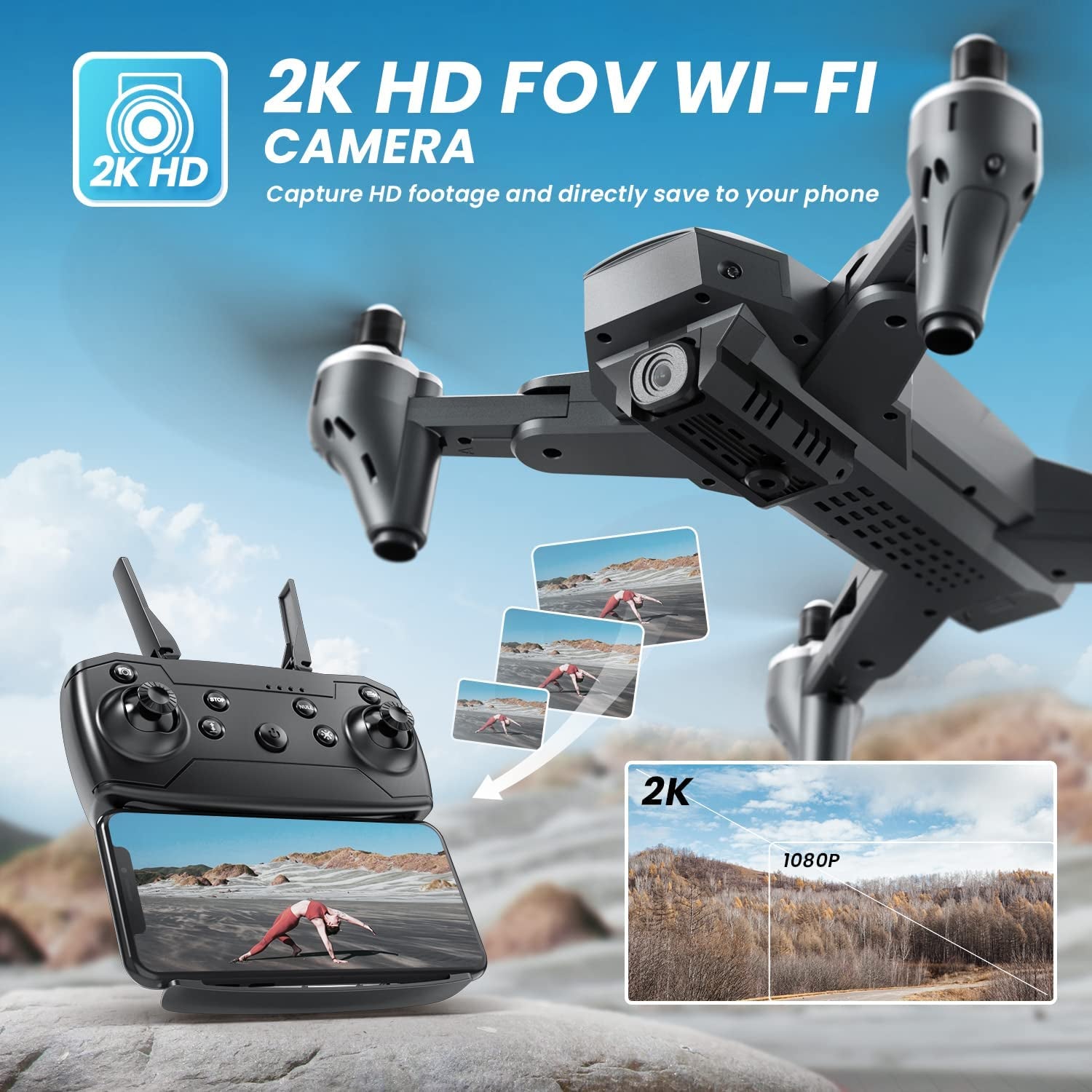 RC Quadcopter Helicopter,  D10 Drone with Camera for Adults and Kids