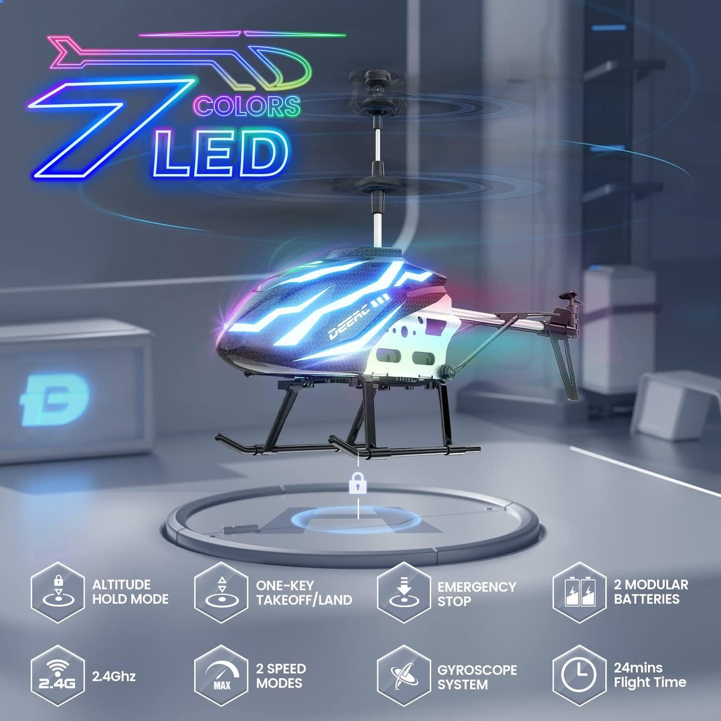 Indoor RC Helicopter with 7 Colours Light - DE23