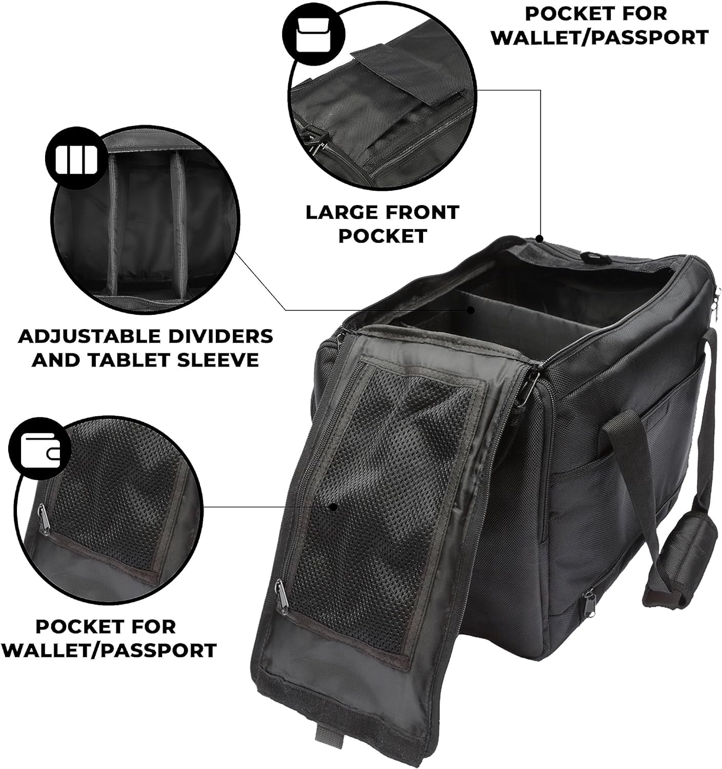 Flight Bag with Removable Cooler Insert, Black