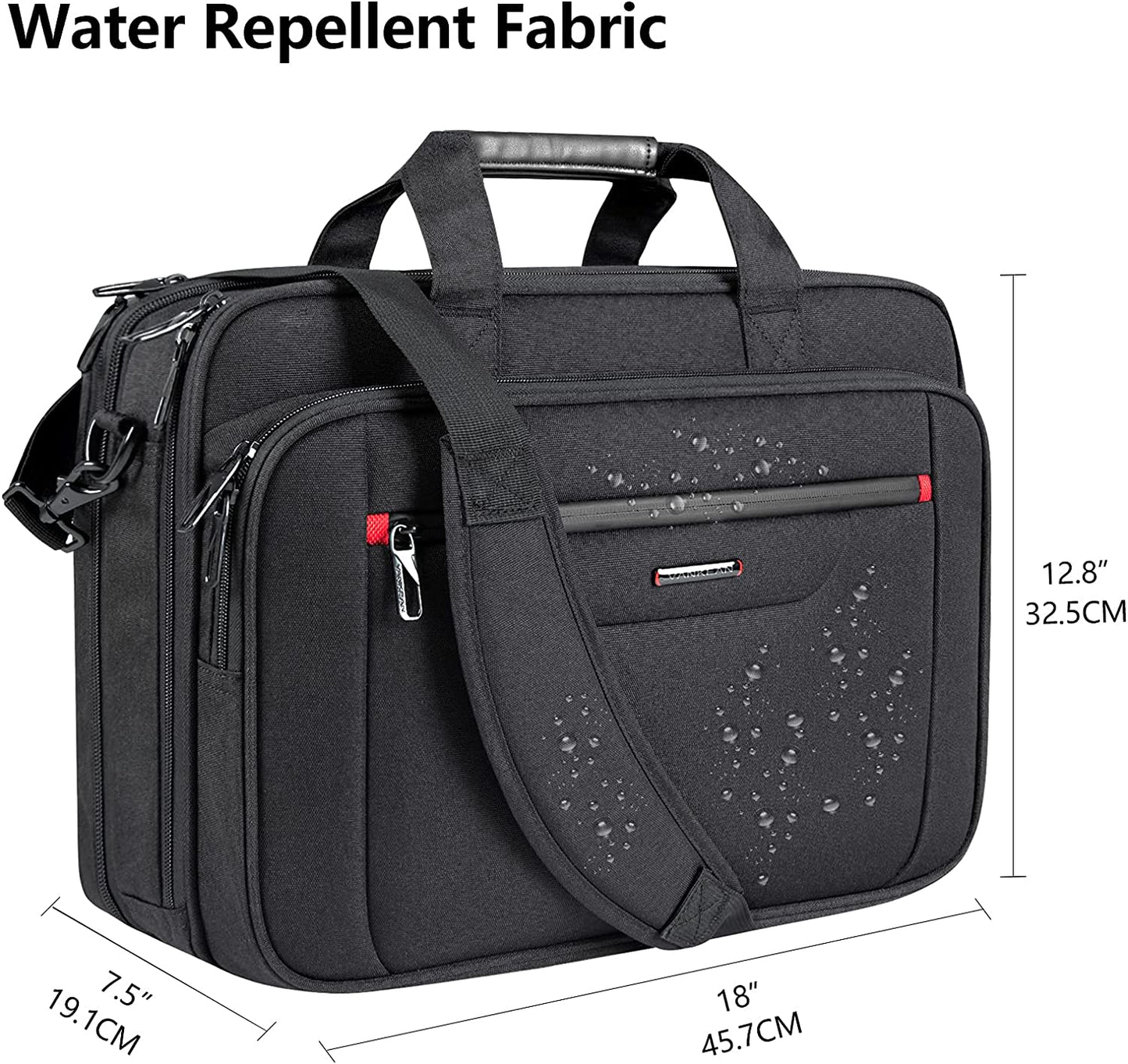 Premium Laptop & Business Briefcase, Fits up to 17.3 Inch Laptop Expandable for Men/Women, Black