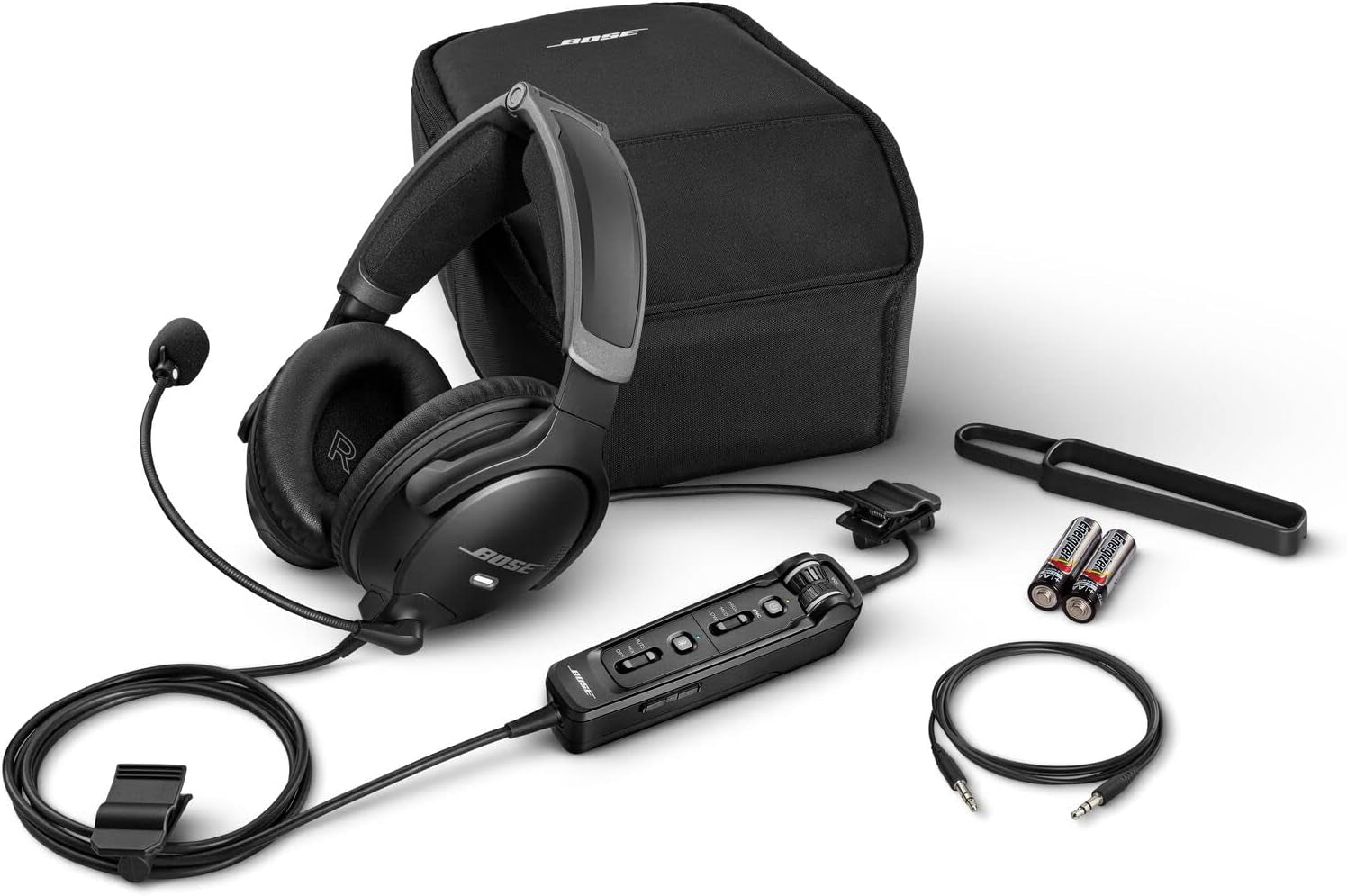 Bose A30 Aviation Headset with Bluetooth, Adjustable ANR and Noise Cancelling [Dual Plug] – Black