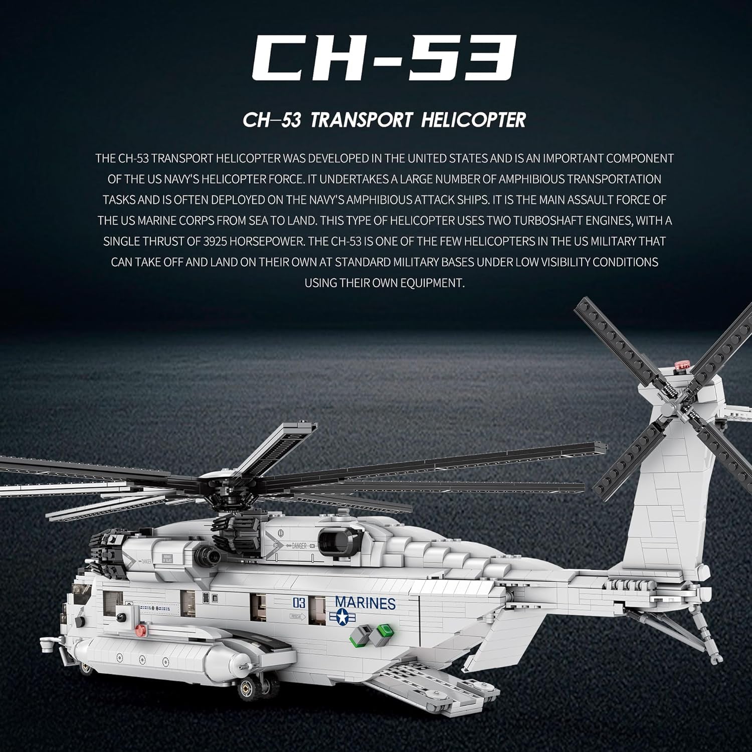 CH-53E Super Stallion Model Building Kit, 2192 Pieces