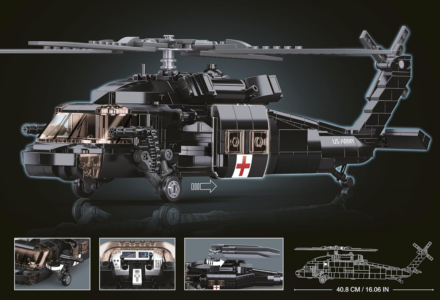 UH-60 Black Hawk US Army Helicopter - 692 Pieces