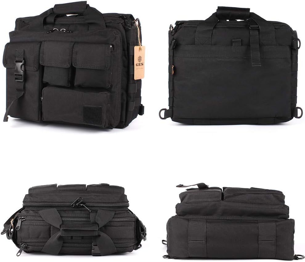 Tactical Briefcase, 17.3 Inch Men's Messenger Bag Military Briefcase, Black