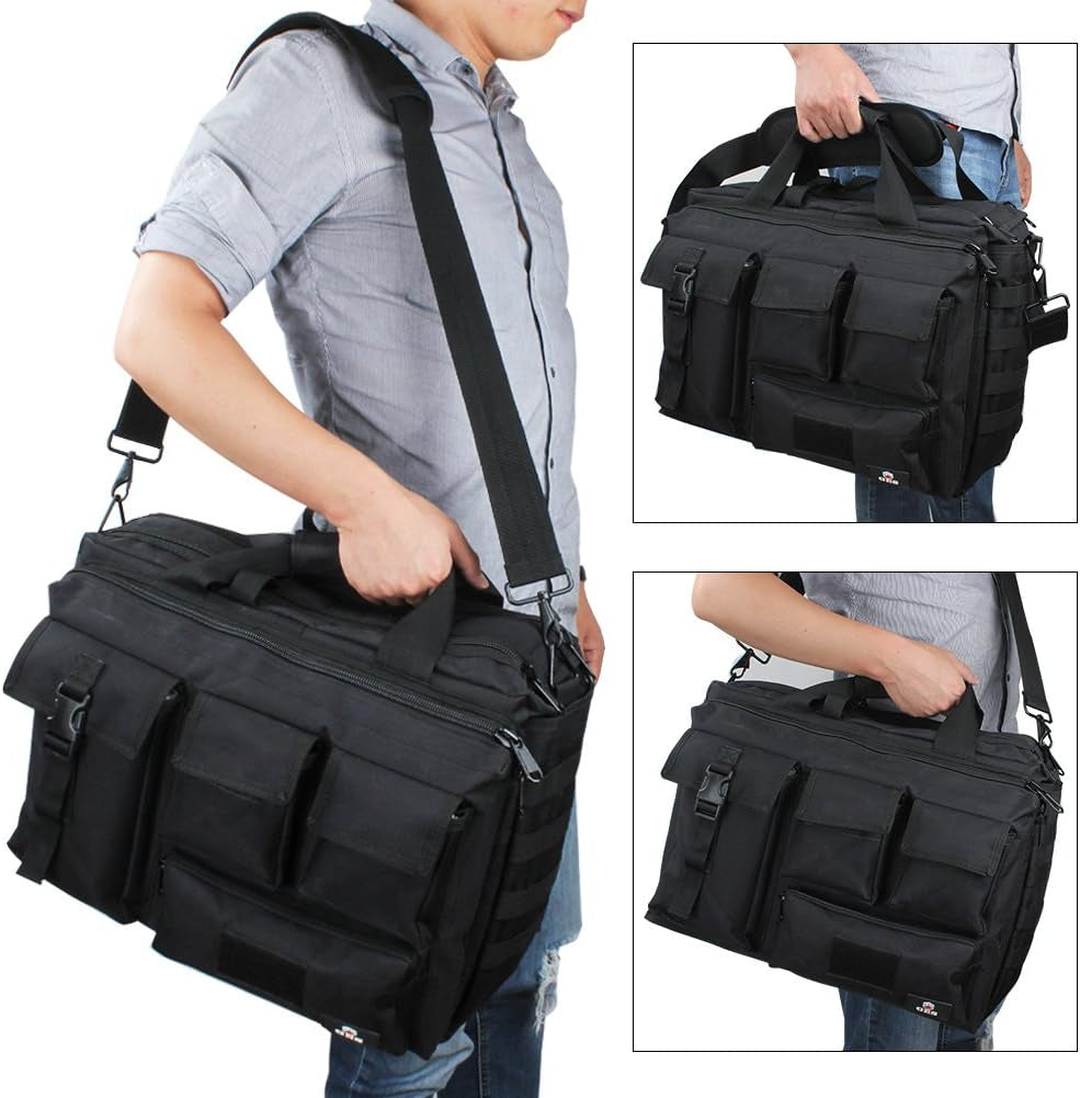 Tactical Briefcase, 17.3 Inch Men's Messenger Bag Military Briefcase, Black