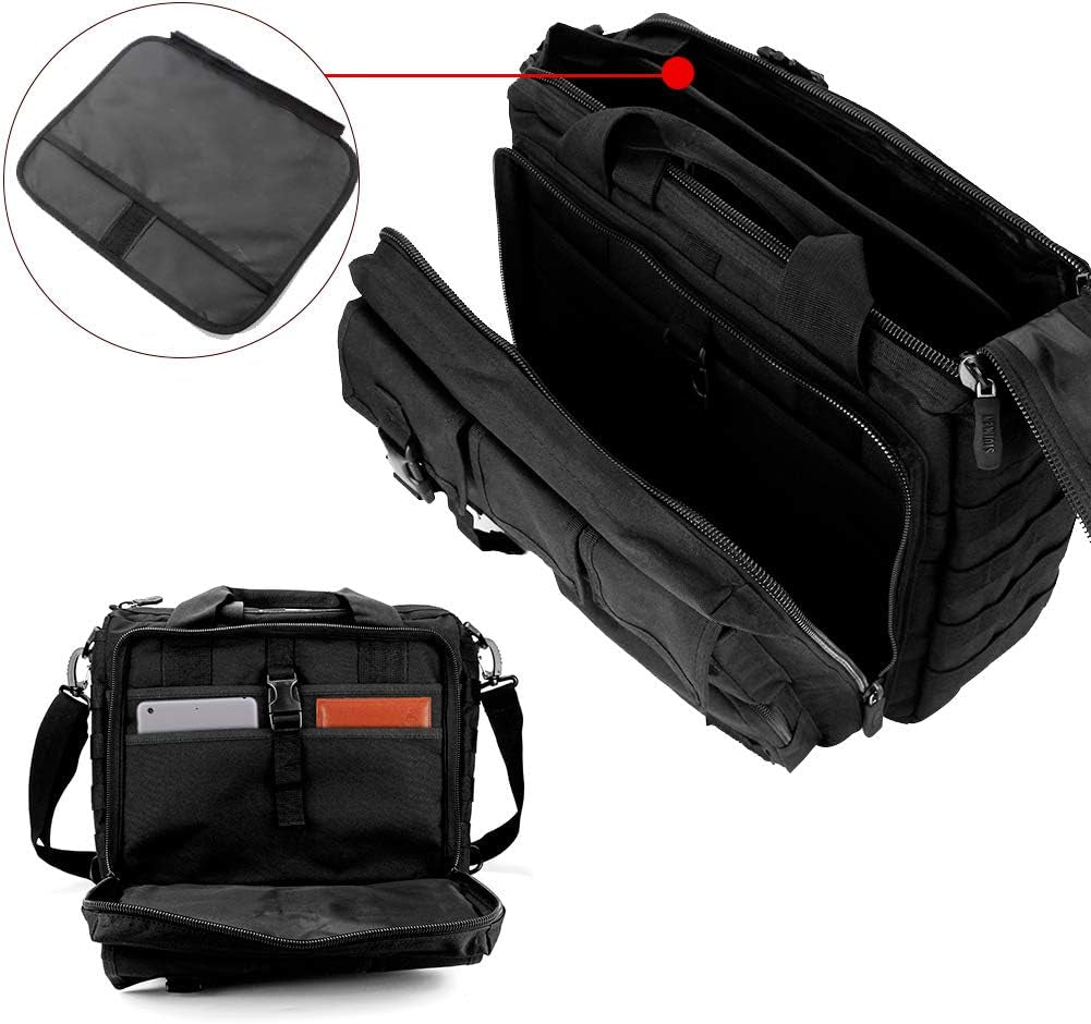 Tactical Briefcase, 17.3 Inch Men's Messenger Bag Military Briefcase, Black