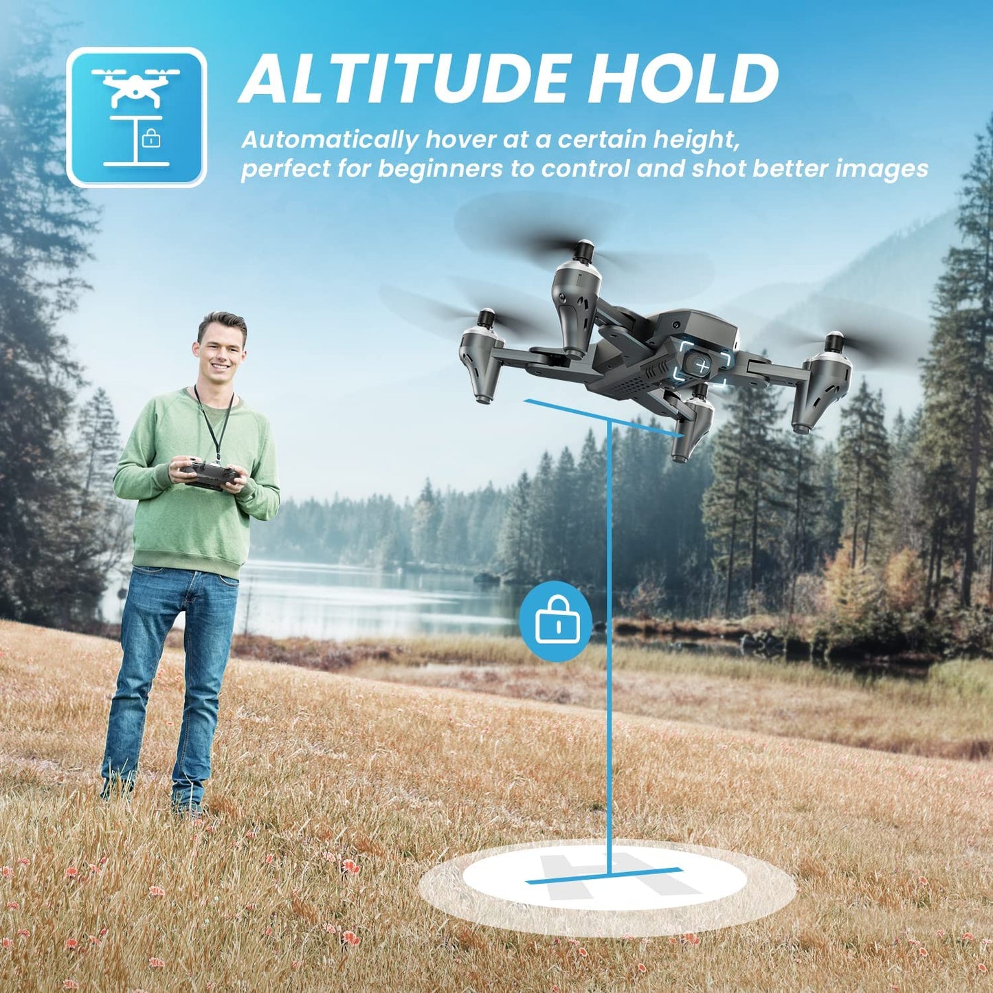 RC Quadcopter Helicopter,  D10 Drone with Camera for Adults and Kids